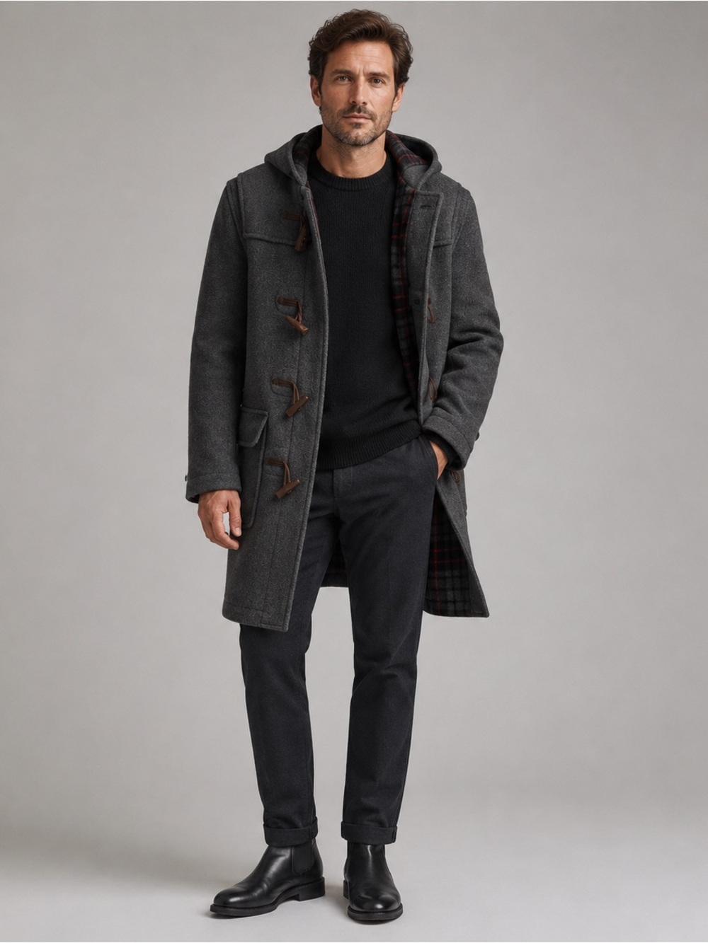 Gloverall Wool Duffle Coat – Made in England | Grey | Size 36 US
